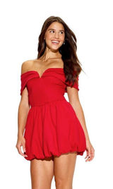 NWT Wild Fable Plunge Bubble Mini A-Line Dress 94775087 Red M Photo 0