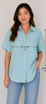 Lauren Ralph Lauren Blue Striped 100% Linen Button Down Blouse Women's Medium Photo 0