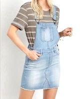 KanCan Denim Overall Mini Dress Women S Light Wash Frayed Hem Coastal Y2K Boho Photo 0