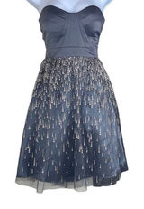 Hailey Logan‎ by Adrianna Papell Size 1/2 Mini Dress Gray Sparkle Strapless Prom Photo 0