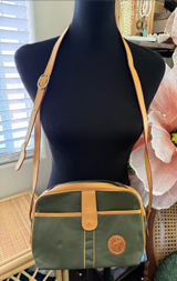 Vintage Hunting World Green & Tan Equestrian Safari Explorer Chic Crossbody Bag Photo 0