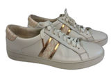 Michael Kors Irving Stripe Sneakers Womens 9M White Rose Gold Leather Logo Photo 0