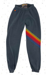 Aviator Nation 7 Stripe Sweatpants Rainbow Charcoal Dark Blue Gray Jogger Size S Photo 0
