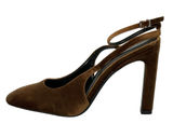 Zara Women's Chocolate Brown Faux Suede Slingback Round Toe Pump Heels Size 10 Photo 0