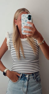 Black & white ruffle top! Size M Photo 0