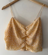 Abercrombie & Fitch Yellow and White Smocked Crop Adorable Top Photo 0