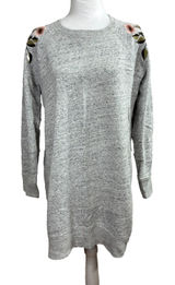 Abercrombie & Fitch Women’s Embroidered‎ Floral Sweatshirt Tunic Dress Boho Sz L Photo 0