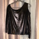 Michael Kors Size M Black Metallic One Cold Shoulder Top Photo 0