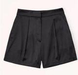 Abercrombie & Fitch Satin High Waisted Pleated Shorts in Black Women's S Photo 0