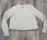 Arula Womens Ivory Fuzzy Ribbed Knit Sweater Rhinestone Fringe Size‎ XL (A) Photo 0