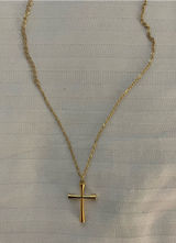 14K Gold Unisex Cross Pendant Necklace Adjust Plated Stainless Steel Christian Photo 0