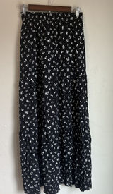 Streetwear Society Black Floral Tiered Maxi Skirt Women Size S Boho Long Skirt Photo 0