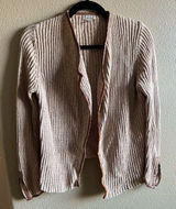 Lucky Brand Cream and Brown Open-Front Cardigan size medium Photo 0