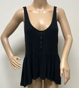 NWOT American Eagle Soft & Sexy Ribbed Black Sleeveless Peplum Top size S Photo 0