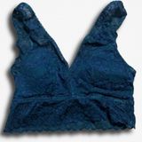 So Womens Floral Lace Bralette Teal Blue V-Neck Longline Bralette Size XS‎ Photo 0