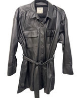 Abercrombie & Fitch Mini Dress Women's L Black Faux Leather Flap Pockets Belted Photo 0