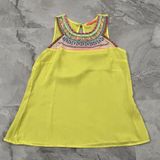 Lulumari Women's Yellow Embroidered Sleeveless Tank‎ Top Size Large L Photo 0