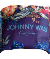 Johnny Was Purple Floral Logo Shopping Bag with Teal Text Photo 0