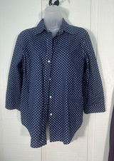 Lauren Ralph Lauren Blue and White Polka Dot Top Size Large EUC Photo 0