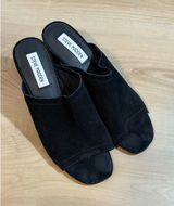 Steve Madden Deco Mules Black 8 Women Block Heel Suede Open Toe DECO01S1 Photo 0