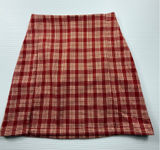 Brandy‎ Melville Red Plaid Mini Skirt High Waisted A-Line Front Slit size s Photo 0