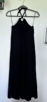 NWT Old Navy Black Halter Tie Neck Cotton Midi Dress Size Large Tall Photo 0