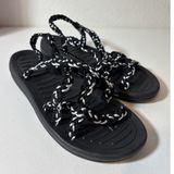 Women's Size 11 (EU 42) Black Braided Strappy Arch Support Slingback Sandals Photo 0