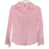 J. Crew cotton poplin shirt in stripe pink white collared button up women’s med Photo 0