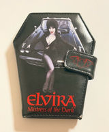 Elvira Mistress of the Dark coffin shaped fold wallet, faux leather 5.6"x4" Photo 0