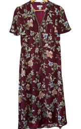 TOMMY BAHAMA Women's Painted Petal Midi‎ Floral Dress Metallic Embellished XS Photo 0