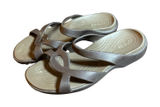 Crocs Meleen Twist Sandals Womens 7 Espresso Brown Tan Slide Strappy Comfort Photo 0