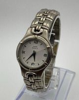 Anne Klein II Silver Stainless Steel Day Indicator Watch Working Photo 0