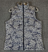 Lands End Navy & Ivory Full Zip Down/Feather Insulated Vest Womens M 10-12 Photo 0