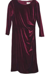 Eliza J Womens Burgundy Velvet Side Drape 3/4 Sleeve Sheath Dress Size 8 Holiday Photo 0