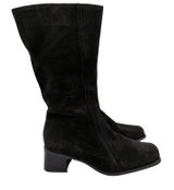 La Canadienne 14487 Black Suede Square Toe Block Heel Mid-Calf Boots Womens‎ 9 M Photo 0