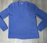 J crew factory light blue chunky crewneck cotton‎ knit sweater size large Photo 0