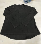 Brandy Melville Ribbed‎ Long Sleeve Top Henley Neckline Casual One Size Photo 0