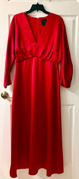 Alex Marie Red Satin V-Neck Women's Dress Size 10 Photo 0