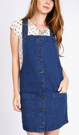 Denim by Ellison, Size Small Blue Denim‎ Button Overall Dress cottagecore Photo 0