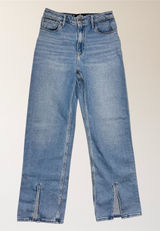 Hollister Light Wash High Rise Dad Jeans W27‎ L31 Slit Hem Stretch Denim Retro Photo 0