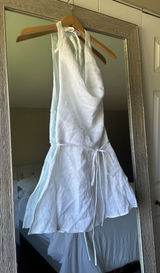DISHH White 100% Linen Halter Cowl-Neck Mini Dress Size 2 XS NWT Photo 0