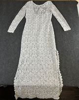 H&M Divided White Lace Maxi Dress Long Sleeve Open Back Side Slit Size 8 Photo 0