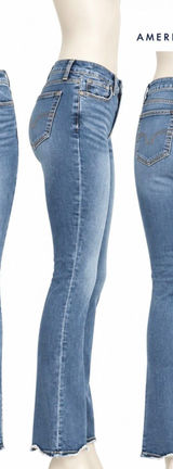 American Eagle High Rise Skinny Kick Jeans 2 Regular Stretch Frayed Hem Photo 0