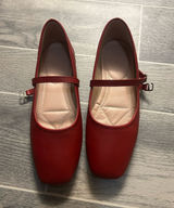 Red Mary Jane Flats Size 7 Photo 0