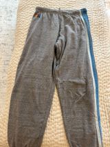 Aviator Nation Sweatpants 5 Stripe Grey Blue Photo 0