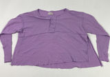 Urban Outfitters‎ Shirt Womens XS Purple Henley Long Sleeve Raw Hem Cropped Photo 0