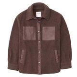 Abercrombie & Fitch Sherpa Jacket Elevated Trim Snap Front chocolate brown coat Photo 0