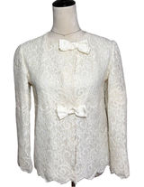 Vintage Lily of France Ivory Lace Bow Formal Jacket Small | Coquette‎ Romantic Photo 0