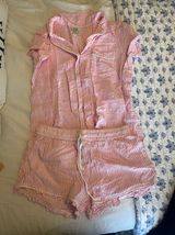 Pink Seersucker Pajama Set Size M Photo 0