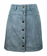 She + Sky Faux Suede Mini Skirt Womens Large Blue Button Front A-Line Indie Photo 0